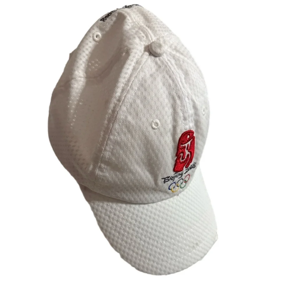 Beijing 2008 Olympics 100% Polyester Velcro White Cap